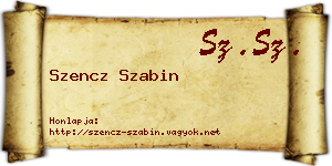 Szencz Szabin névjegykártya